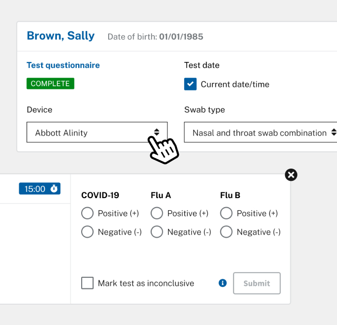 Entering flu and COVID-19 results for a patient